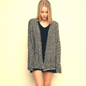 Brandy Melville Knitted Dark Grey Hooded Cardigan